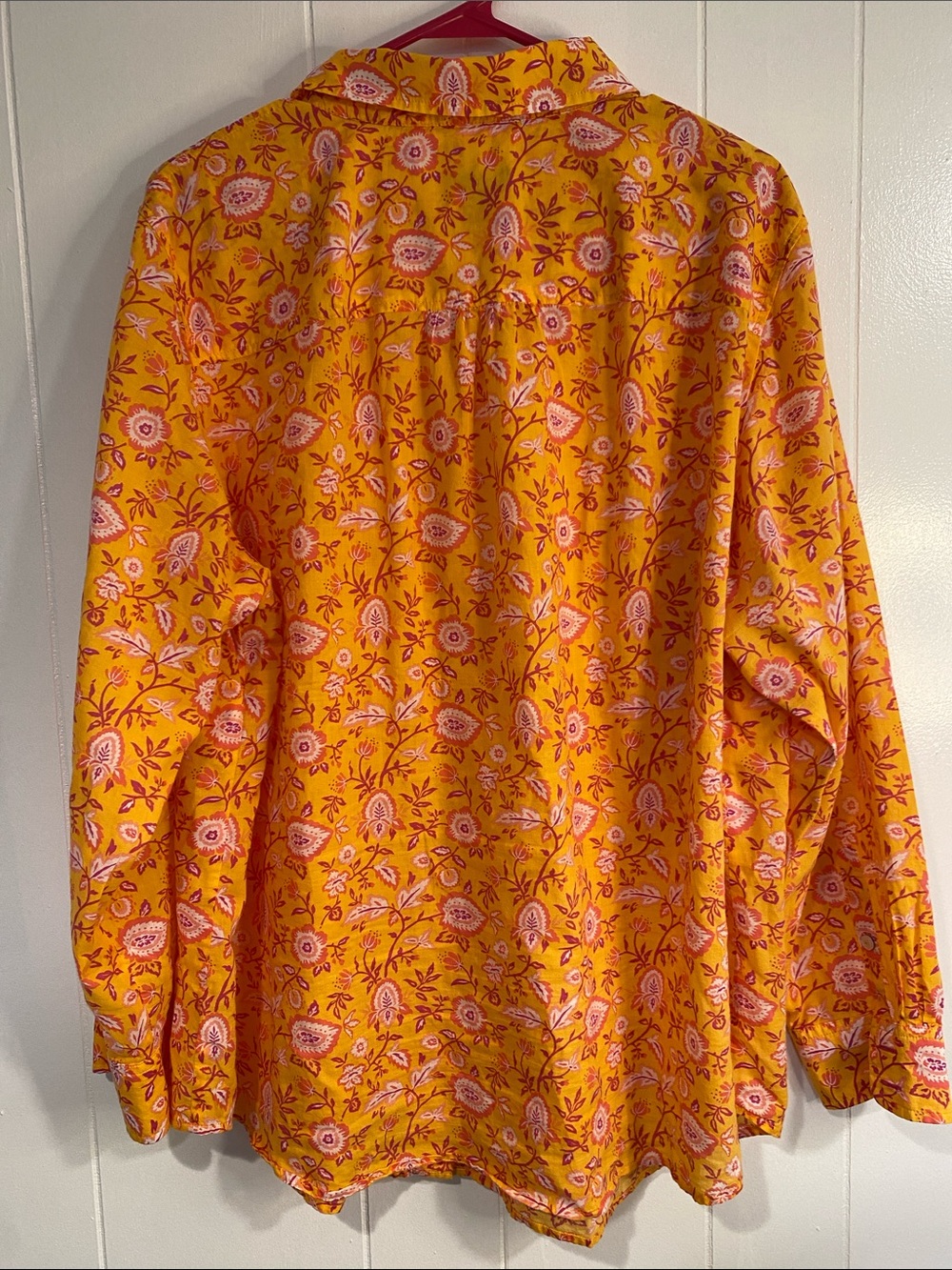 Talbots Plus Floral Button Front Cotton Blouse Botanical Boho Cottagecore 2X - Picture 7 of 10